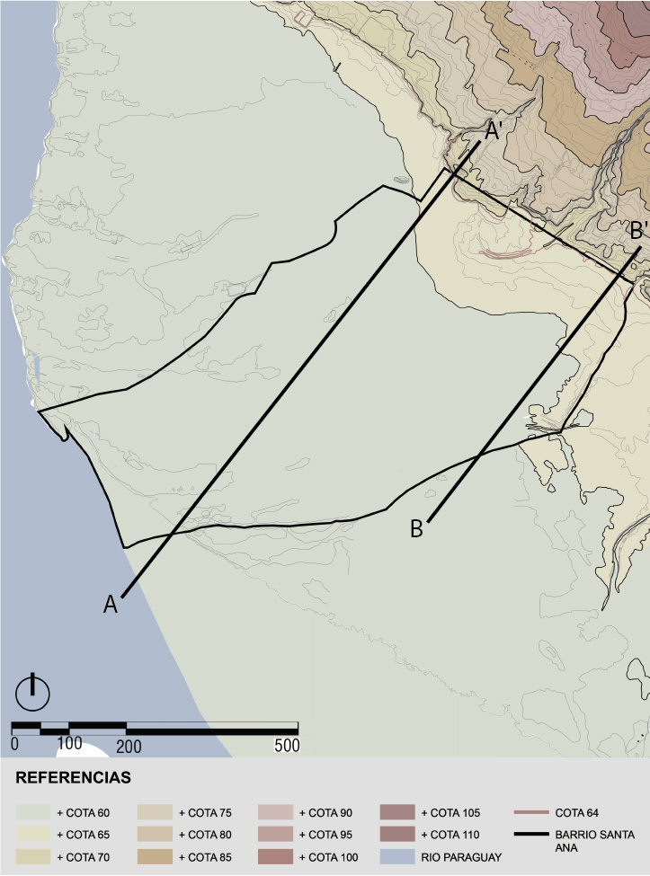 Plano topográfico del Bañado Sur de Asunción