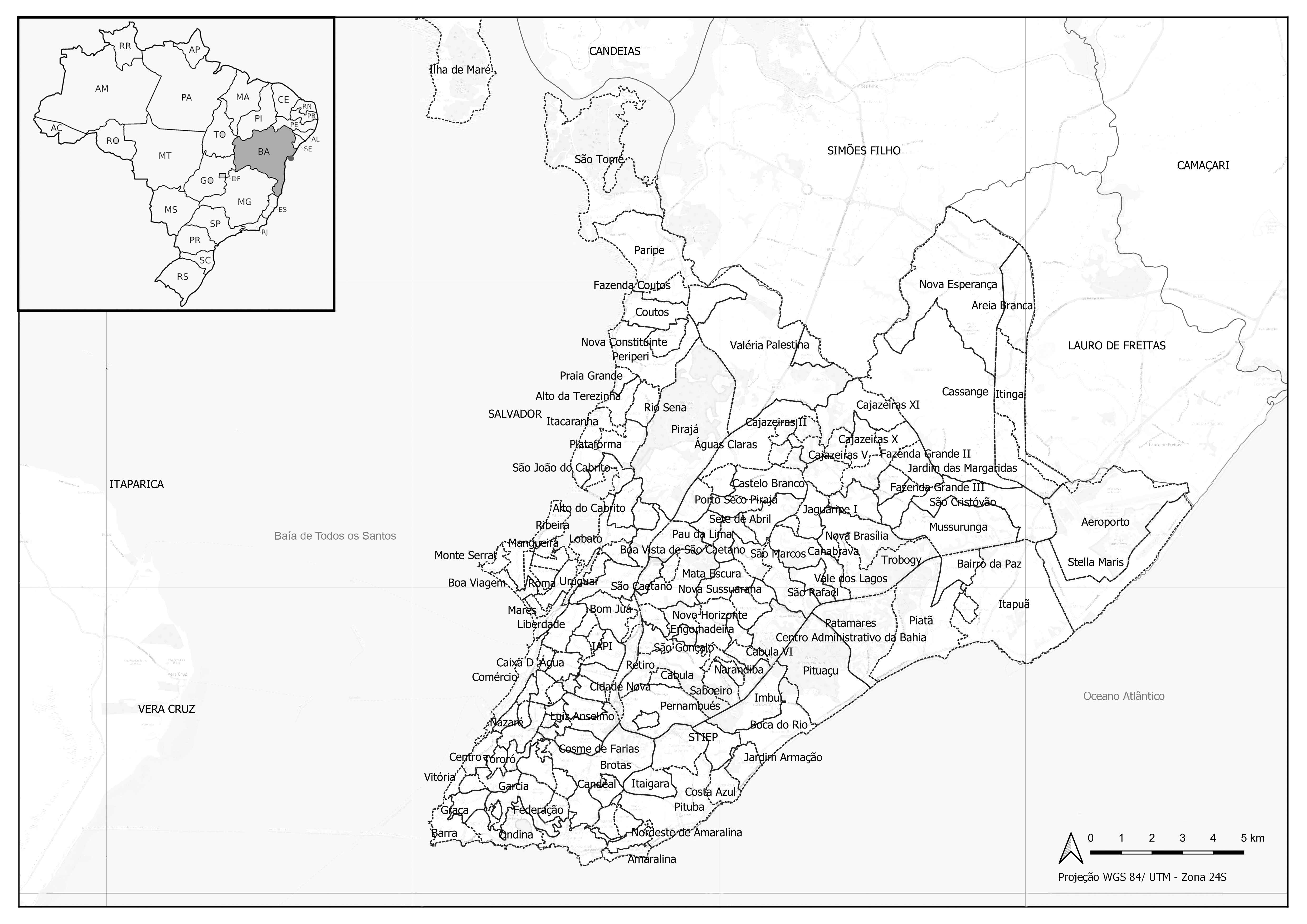 Mapa de Salvador e bairros