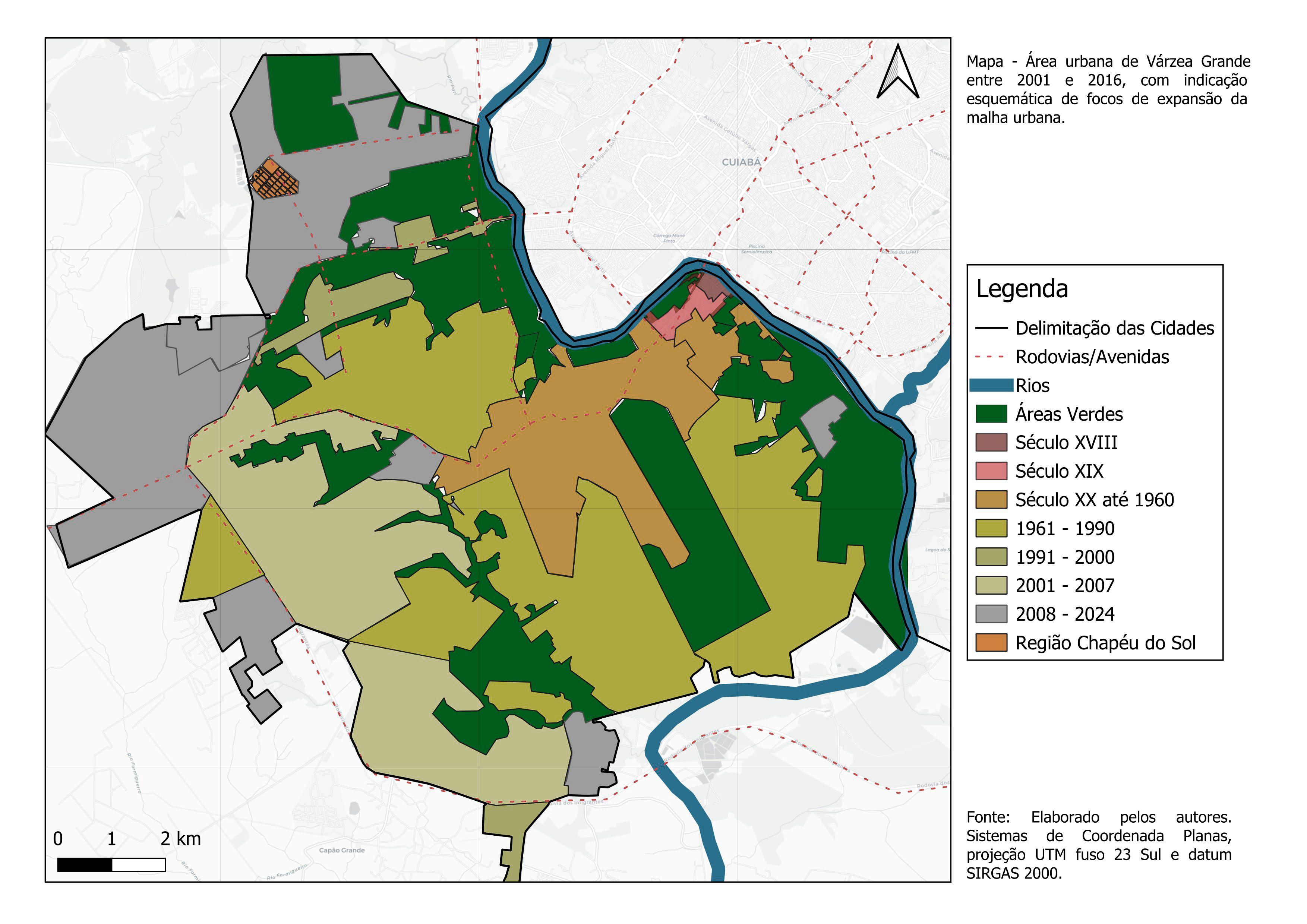 Mapa de expansão do tecido urbano de Várzea