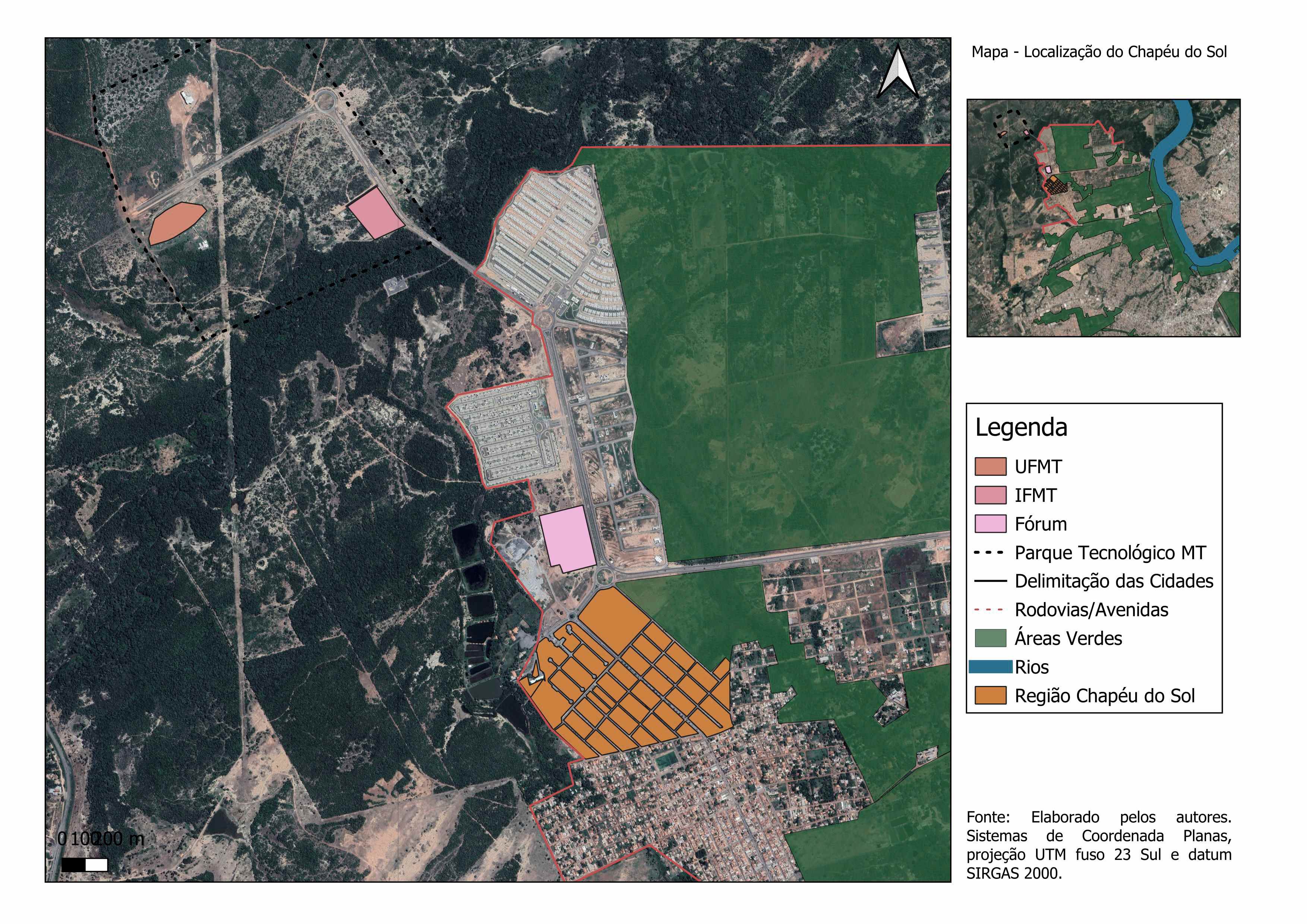 Localização do Parque Tecnológico em relação ao Chapéu do Sol