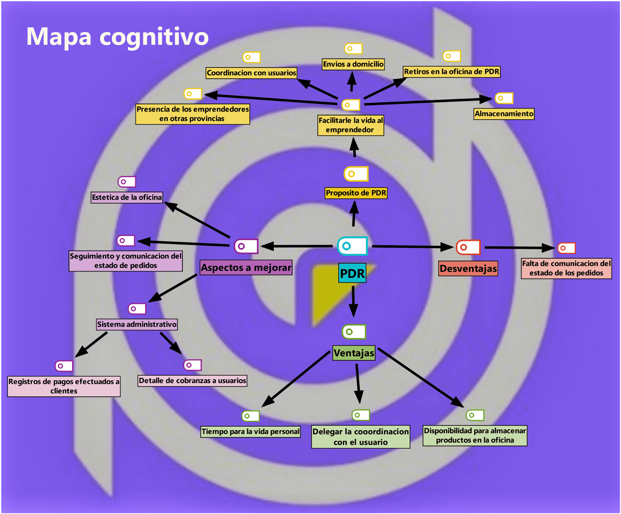 Mapa
cognitivo de la entrevista al dueño de PDR