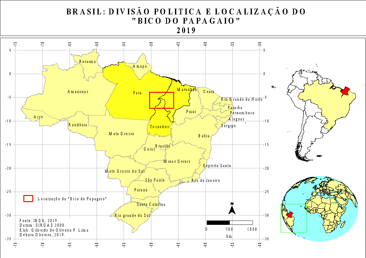Brasil divisão política e localização do «Bico do Papagaio» 2019