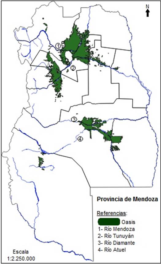 Mapa Oasis de Mendoza, 1940 (estimativo)