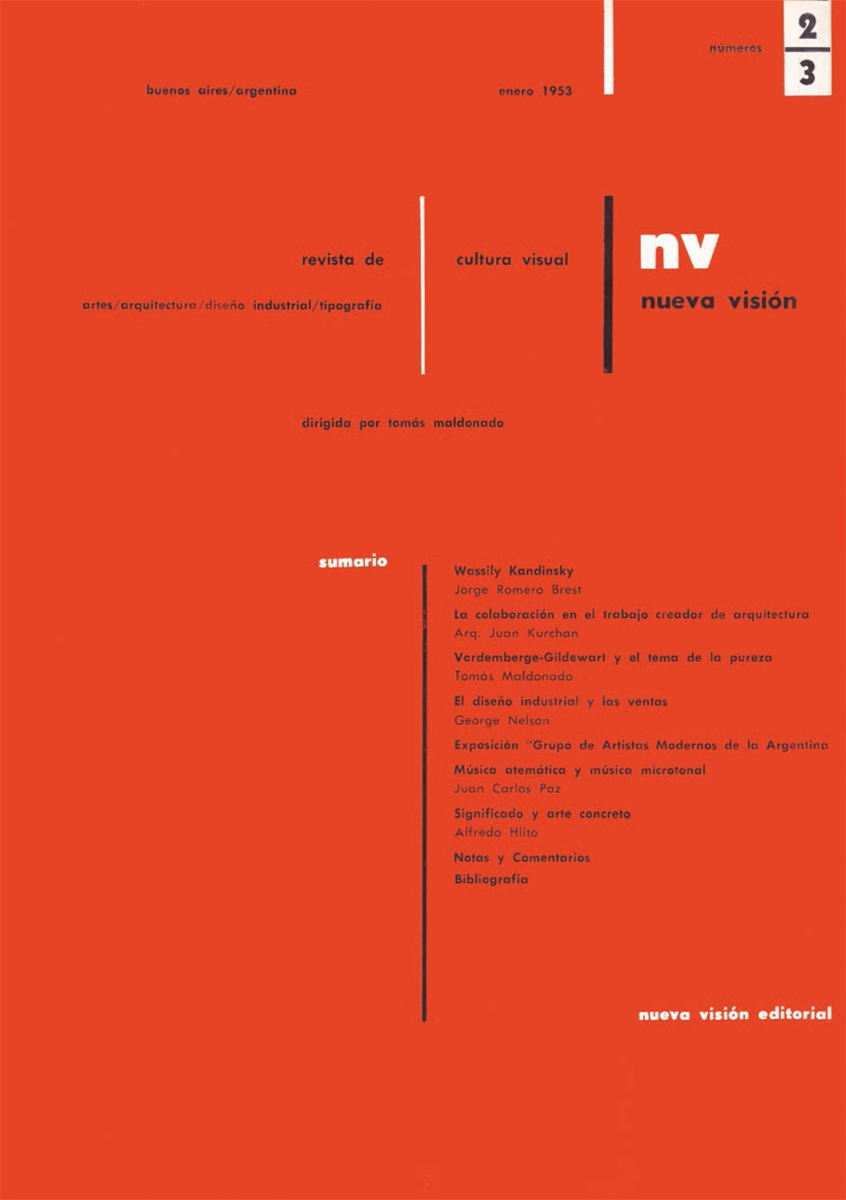 Tomás Maldonado, diseño de portada para Nueva Visión,
n° 2‒3, 1953.