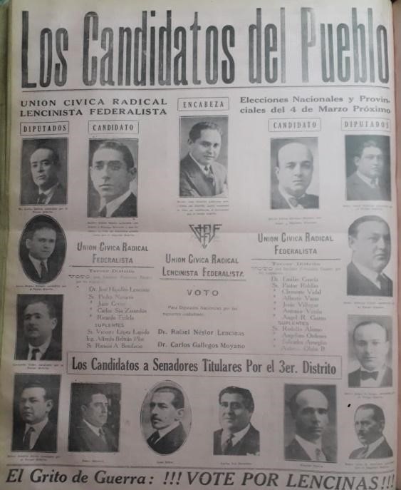 Afiche publicitario de la UCR &laquo;Federalista&raquo;.