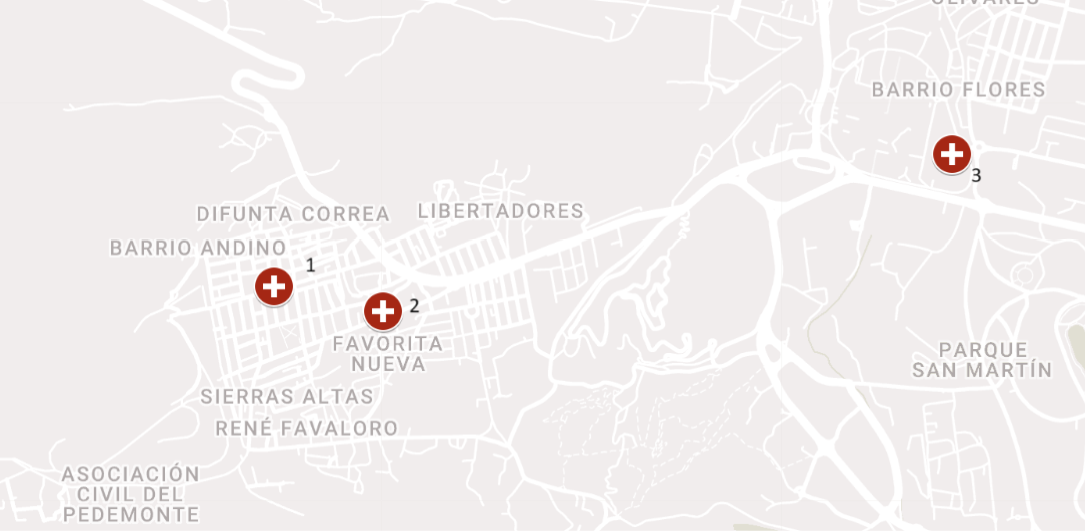 Ubicación geográfica de los Centros de Atención Primaria utilizados por la población de “La Favorita”