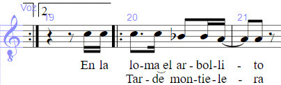 Imagen 12. Arbolito de Montiel,
sección 1, Edmundo Pérez y Santos Tala. Transcripción del autor20