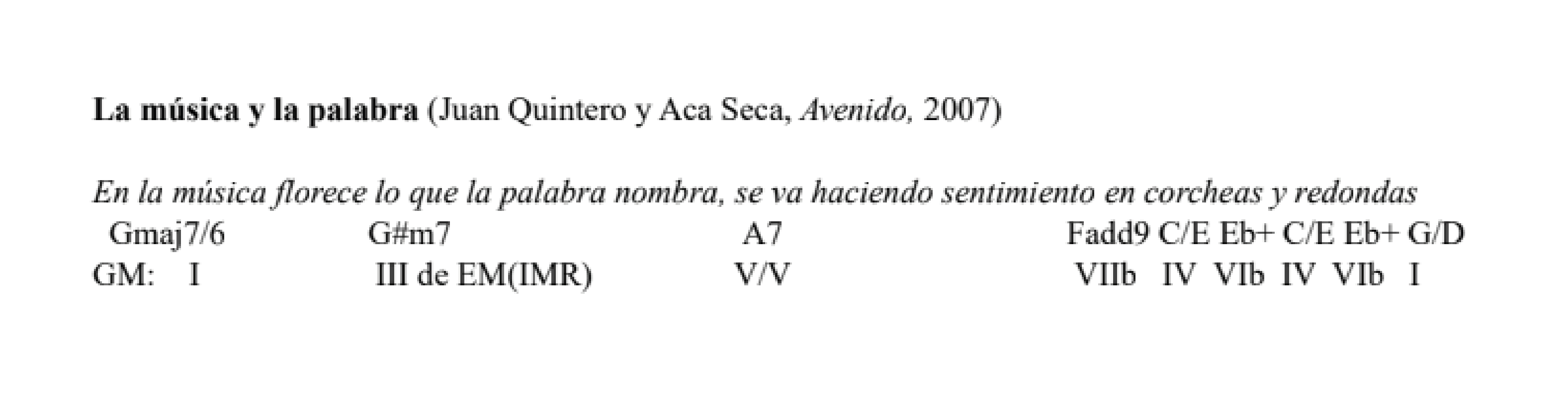 «La música
y la palabra» (Juan
Quintero y Aca Seca, Avenido, 2007)