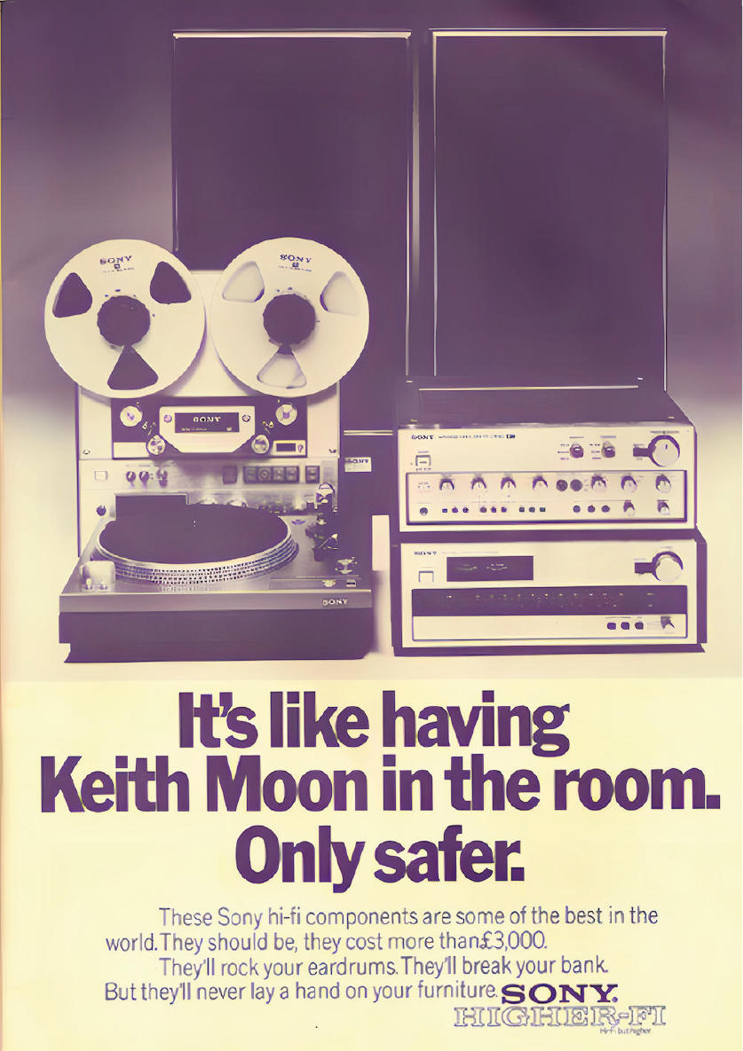 Publicidad de equipo HI–FI Sony de 1973