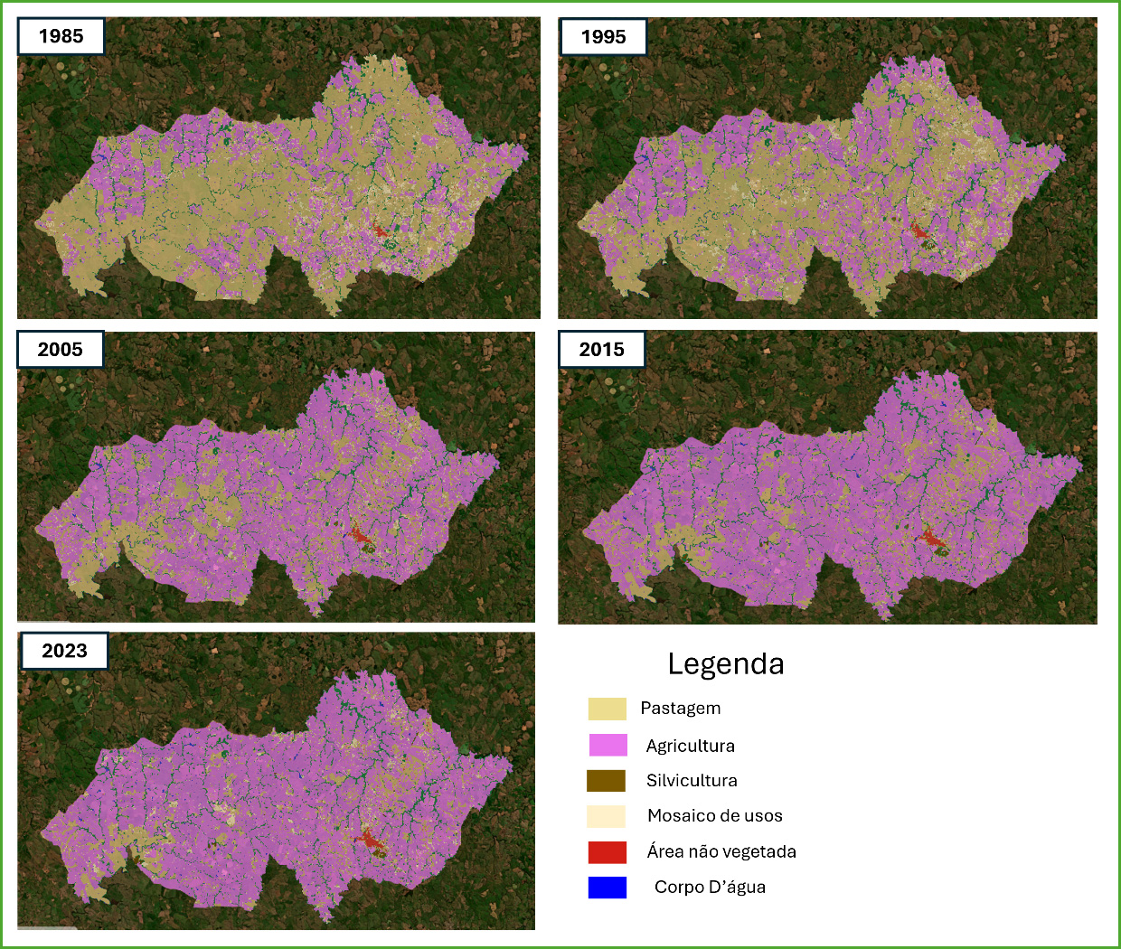 Mapa das atividades agropecu&aacute;rias em Tupanciret&atilde;/RS (1985/2023).