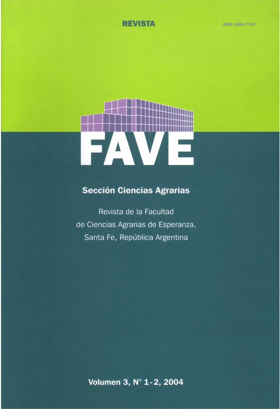 					Ver Vol. 3 Núm. 1/2 (2004): FAVE Sección Ciencias Agrarias
				