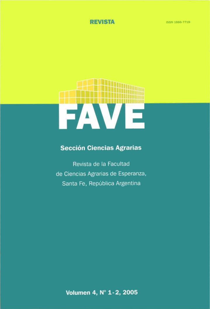 					Visualizar v. 4 n. 1/2 (2005): FAVE Sección Ciencias Agrarias
				