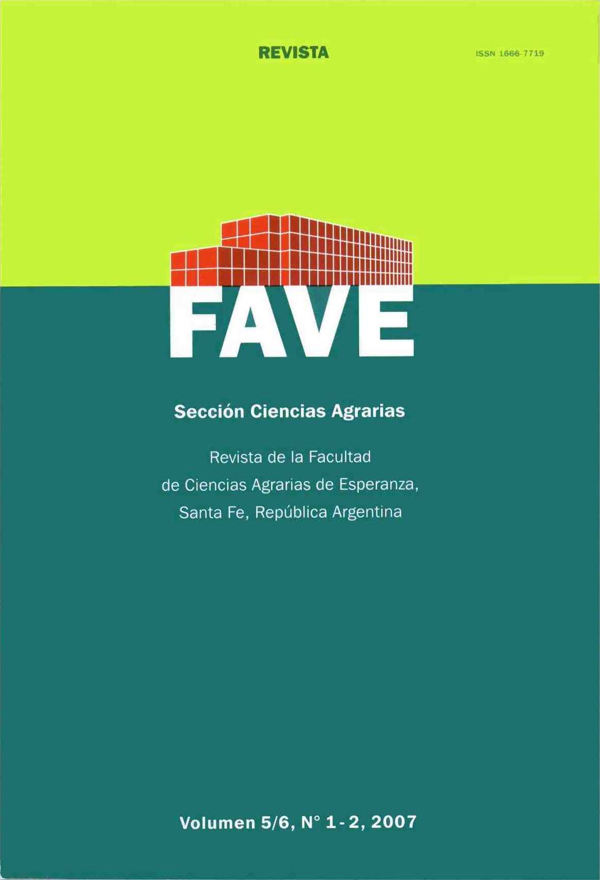 					View Vol. 5 No. 1/2 (2007): FAVE Sección Ciencias Agrarias
				