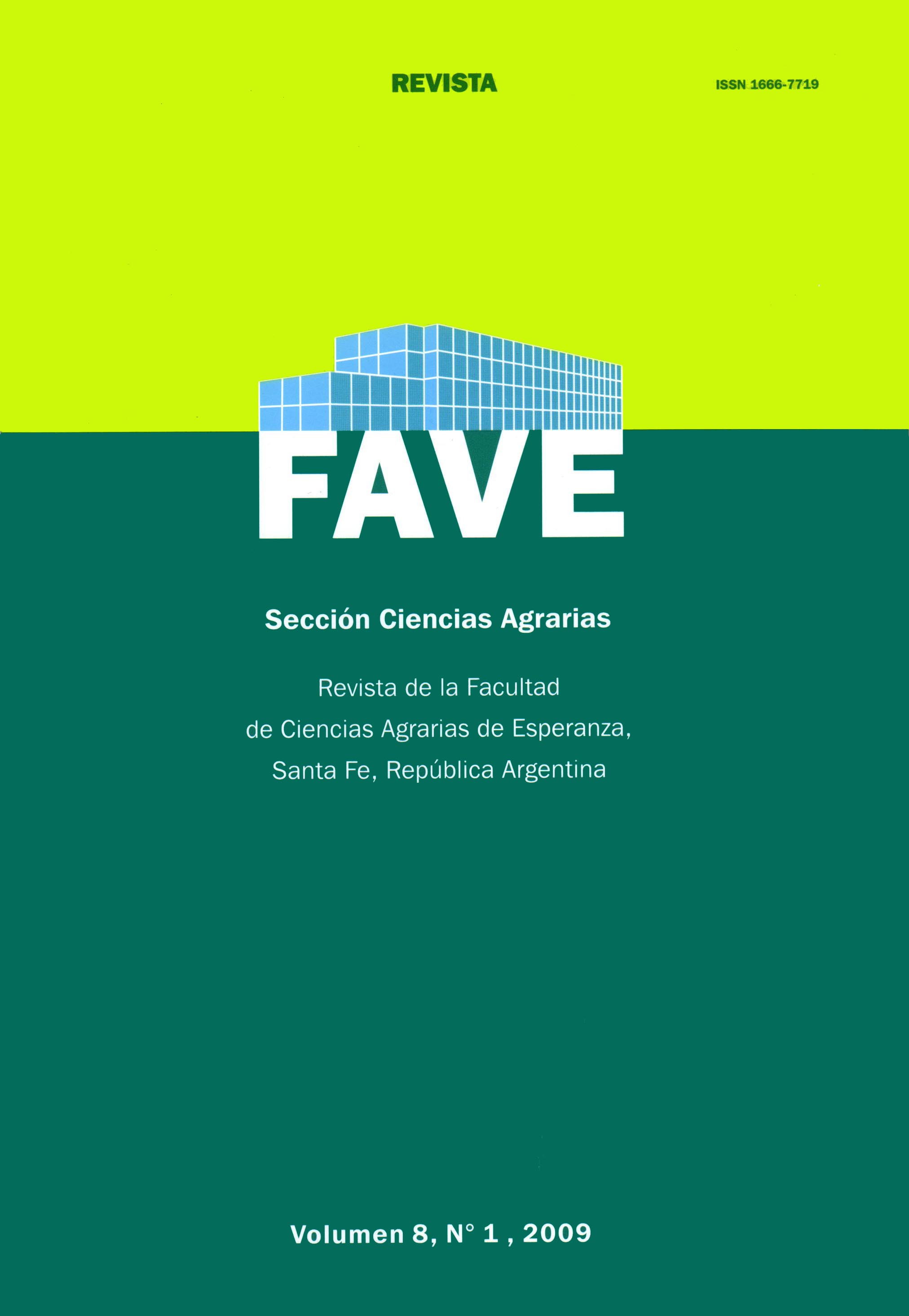 					View Vol. 8 No. 1 (2009): FAVE Sección Ciencias Agrarias
				