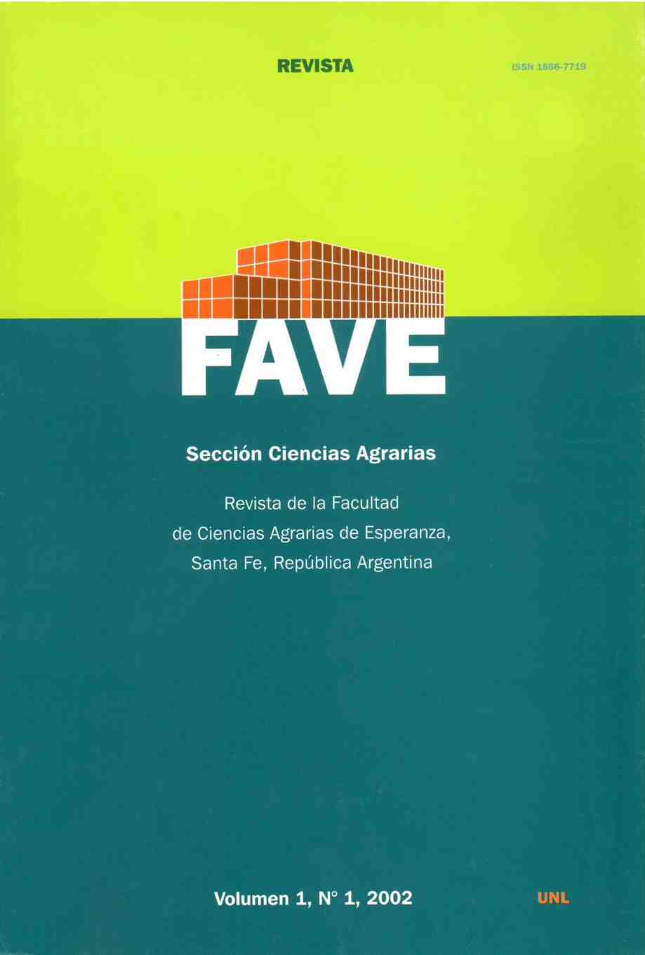 					Ver Vol. 1 Núm. 1 (2002): FAVE Sección Ciencias Agrarias
				