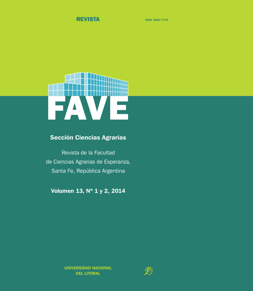 					Ver Vol. 13 Núm. 1/2 (2014): FAVE Sección Ciencias Agrarias
				