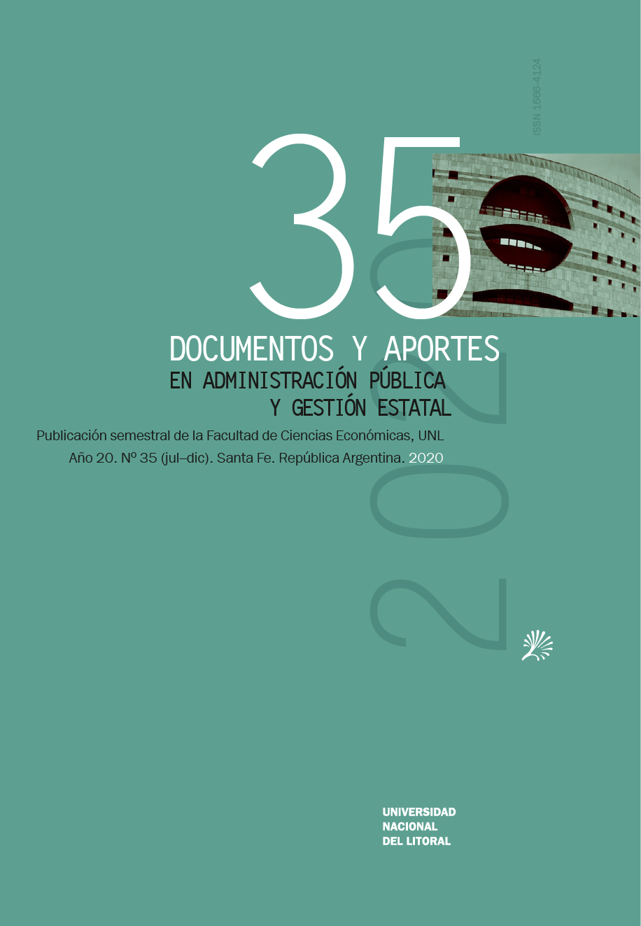 					Ver Vol. 20 Núm. 35 (2020): Documentos y Aportes en Administración Pública y Gestión Estatal
				
