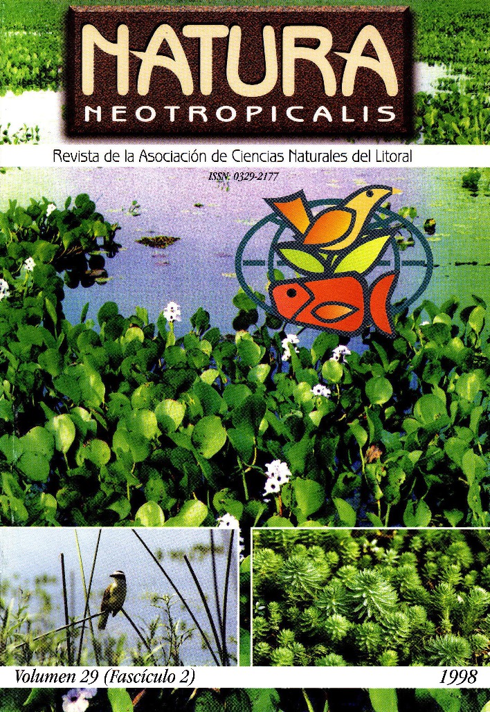 					Ver Vol. 2 Núm. 29 (1998): Natura Neotropicalis
				