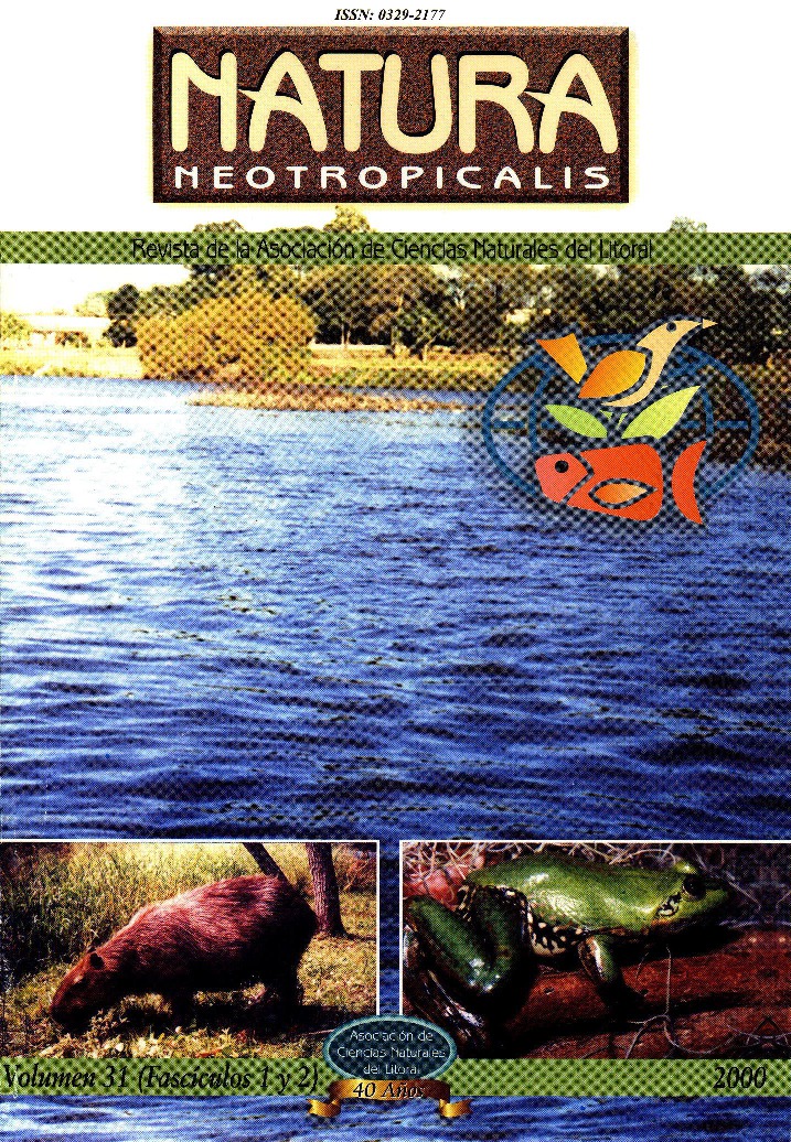 					Ver Vol. 1 Núm. 31 (2000): Natura Neotropicalis
				