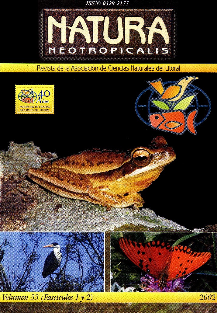 					Ver Vol. 1 Núm. 33 (2002): Natura Neotropicalis
				