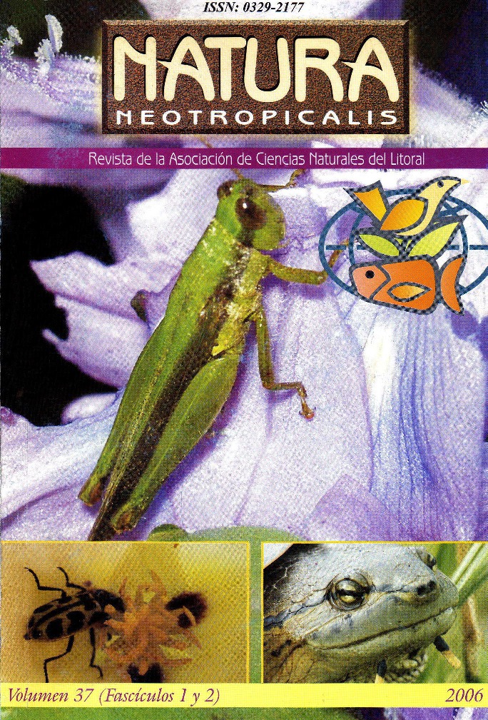 					Ver Vol. 1 Núm. 37 (2006): Natura Neotropicalis
				