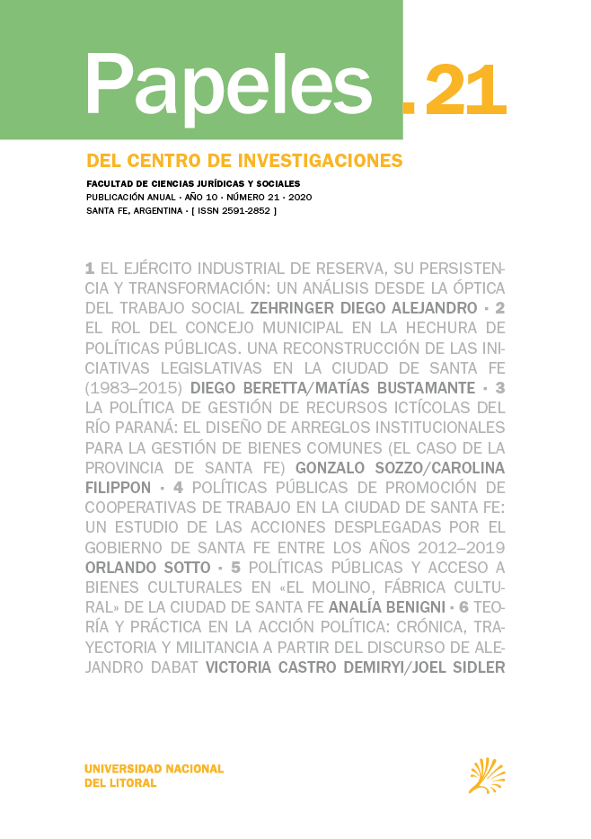 					Ver Vol. 10 Núm. 21 (2020): Papeles del Centro de Investigaciones de la FCJS
				