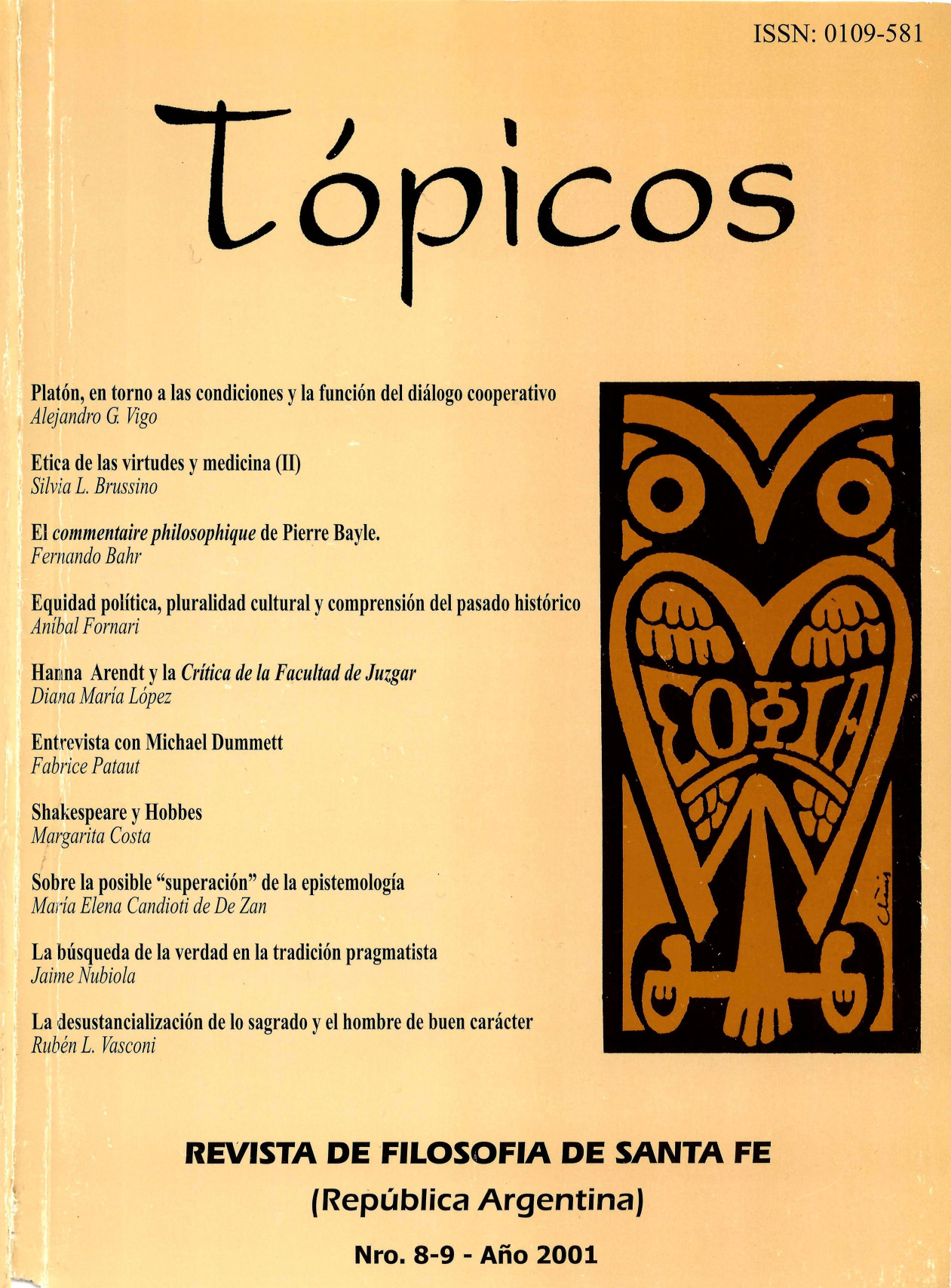 Imagen de tapa de Revista Tópicos Nº 8-9.