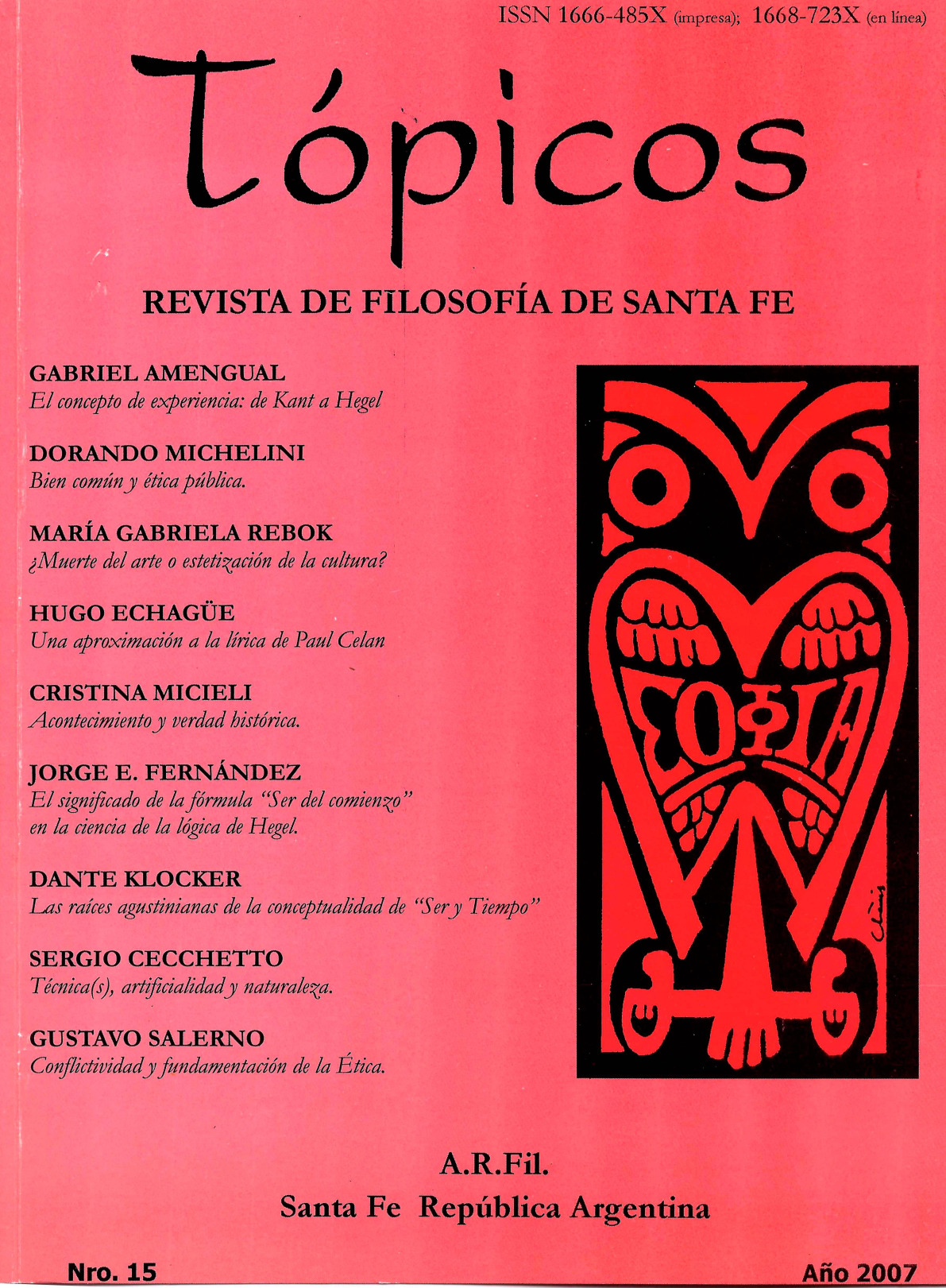 Imagen de tapa de Revista Tópicos Nº 15.